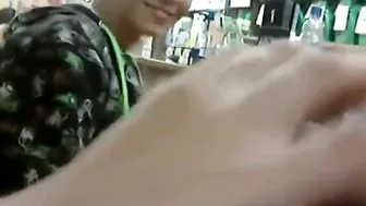 Homemade Threesome with Amateur College Couple in Public Blowjob