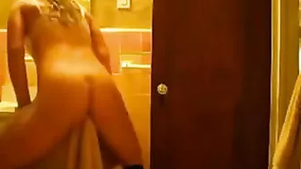 Homemade Masturbation with Big Boobs & Tits on Bathroom Counter