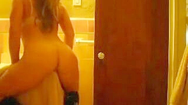 Homemade Masturbation with Big Boobs & Tits on Bathroom Counter