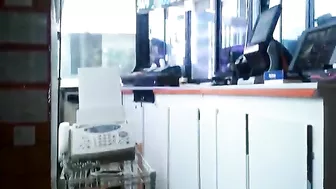 Amateur Brunette Gives Public Blowjob at Work