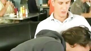 Amateur College Girl Gives Blowjob in Crowded Restaurant