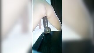 Petite Amateur Massive Squirt with Huge Homemade Dildo
