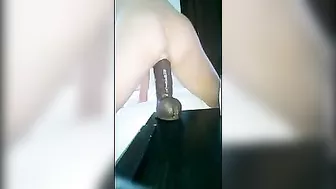 Petite Amateur Massive Squirt with Huge Homemade Dildo