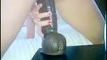 Petite Amateur Massive Squirt with Huge Homemade Dildo