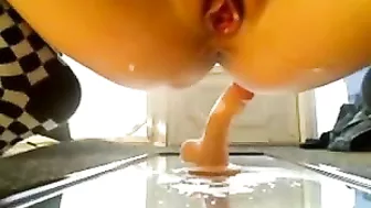 Homemade Squirting Orgasm with Dildo & Mirror - Amateur Cum Shot