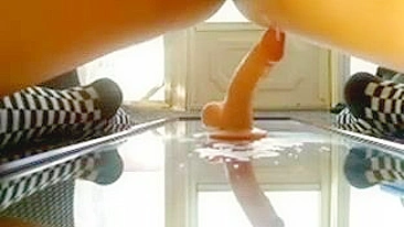 Homemade Squirting Orgasm with Dildo & Mirror - Amateur Cum Shot