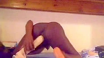 Homemade Ebony Sex with Massive Dildos & Masturbation