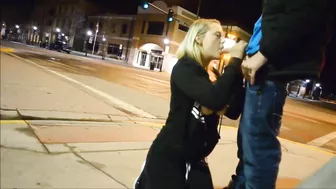 Homemade Porn Video - Teen Gives Blowjob on Street with Big Boobs and Tits