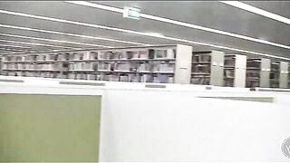 Homemade Blowjob in Library Cubicle with Big Boobs & Brunette Girl