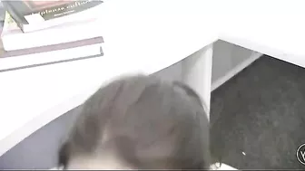 Homemade Blowjob in Library Cubicle with Big Boobs & Brunette Girl