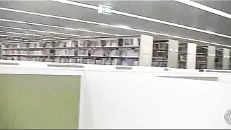 Homemade Blowjob in Library Cubicle with Big Boobs & Brunette Girl