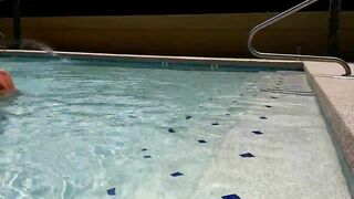 Public Pool Blowjob with Brunette Girlfriend - Amateur Homemade Porn