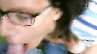 Homemade Blowjob with Big Facial Ending in Public Park