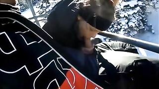 Homemade Blowjob on Ski Lift with Cum in Mouth - Amateur Porn