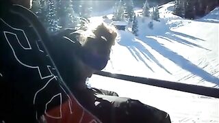 Homemade Blowjob on Ski Lift with Cum in Mouth - Amateur Porn