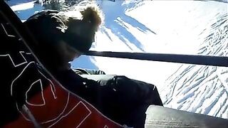 Homemade Blowjob on Ski Lift with Cum in Mouth - Amateur Porn