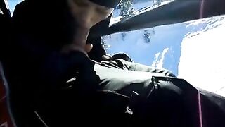 Homemade Blowjob on Ski Lift with Cum in Mouth - Amateur Porn