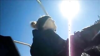 Homemade Blowjob on Ski Lift with Cum in Mouth - Amateur Porn