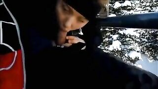 Homemade Blowjob on Ski Lift with Cum in Mouth - Amateur Porn