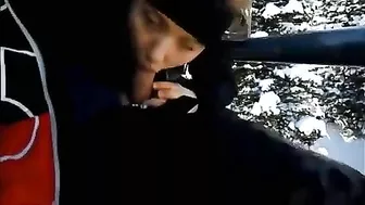 Homemade Blowjob on Ski Lift with Cum in Mouth - Amateur Porn