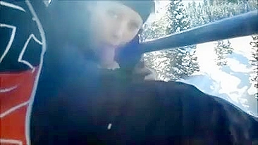 Homemade Blowjob on Ski Lift with Cum in Mouth - Amateur Porn