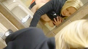 Homemade Porn Video with Busty Teens in Public Bathroom