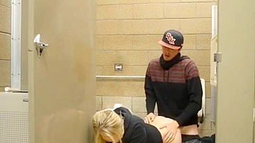 Homemade Porn Video with Busty Teens in Public Bathroom