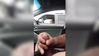 Homemade Public Flashing & Jerking Off for Cougars in Car