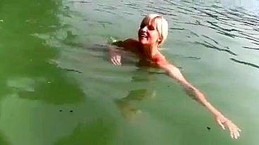 German Girlfriend Homemade Outdoor River Sex with Cum Swallowed