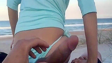 Blonde Pornstar Gets Fucked on Public Beach with Big Dick & Cums in Her Face