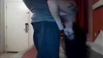 Amateur Brunette Submissive Gets Rough Homemade Interracial Doggy Sex with BBC Worship