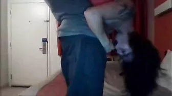 Amateur Brunette Submissive Gets Rough Homemade Interracial Doggy Sex with BBC Worship