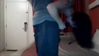 Amateur Brunette Submissive Gets Rough Homemade Interracial Doggy Sex with BBC Worship