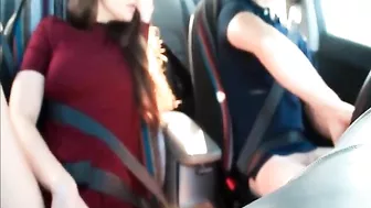 Homemade Car Blowjob with GF Kinky Cum Swallow