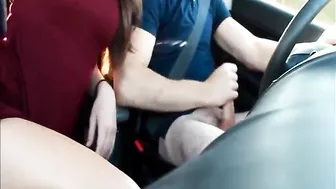 Homemade Car Blowjob with GF Kinky Cum Swallow