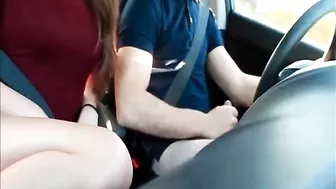 Homemade Car Blowjob with GF Kinky Cum Swallow