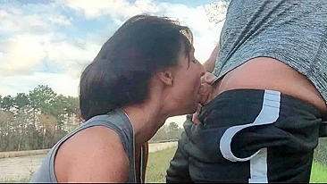 Homemade Blowjob with Cum Swallowed Outdoors