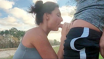 Homemade Blowjob with Cum Swallowed Outdoors