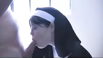 Homemade Nun Cosplay Blowjob Roleplay with Big Facials