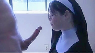 Homemade Nun Cosplay Blowjob Roleplay with Big Facials