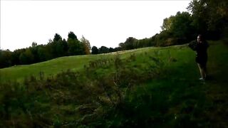 Amateur Couple Messy Outdoor Facial Fuck at Public Golf Course