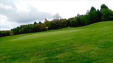 Amateur Couple Messy Outdoor Facial Fuck at Public Golf Course