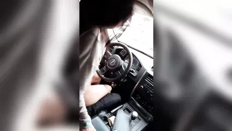 Homemade Car Sex with Brunette Cowgirl Riding Cock