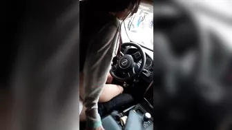 Homemade Car Sex with Brunette Cowgirl Riding Cock