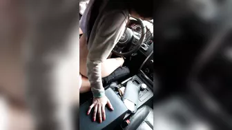 Homemade Car Sex with Brunette Cowgirl Riding Cock