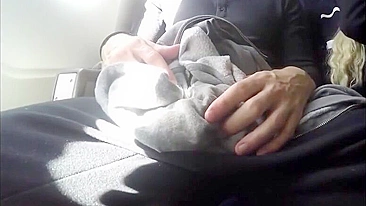 Homemade Blowjob on Airplane with Blonde Girlfriend