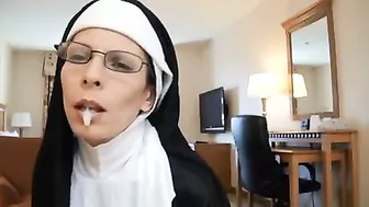 Homemade MILF Swallows Cum in Amateur Halloween Cosplay Blowjob