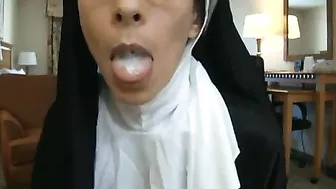 Homemade MILF Swallows Cum in Amateur Halloween Cosplay Blowjob