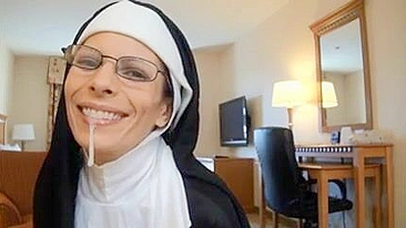 Homemade MILF Swallows Cum in Amateur Halloween Cosplay Blowjob