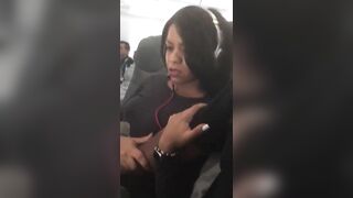 Homemade Finger Fun with Amateur Ebony Girl on Airplane